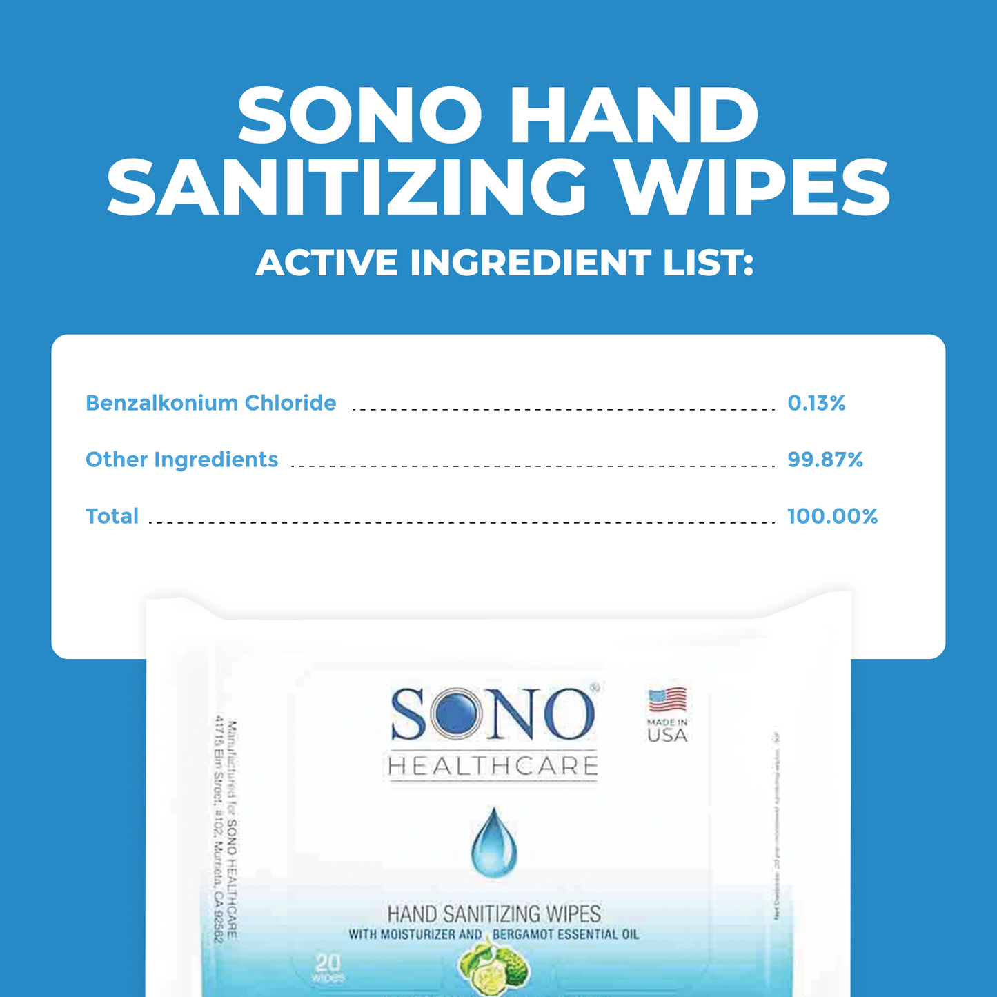 SONO Hand Sanitizing Wipes (6 Pack)
