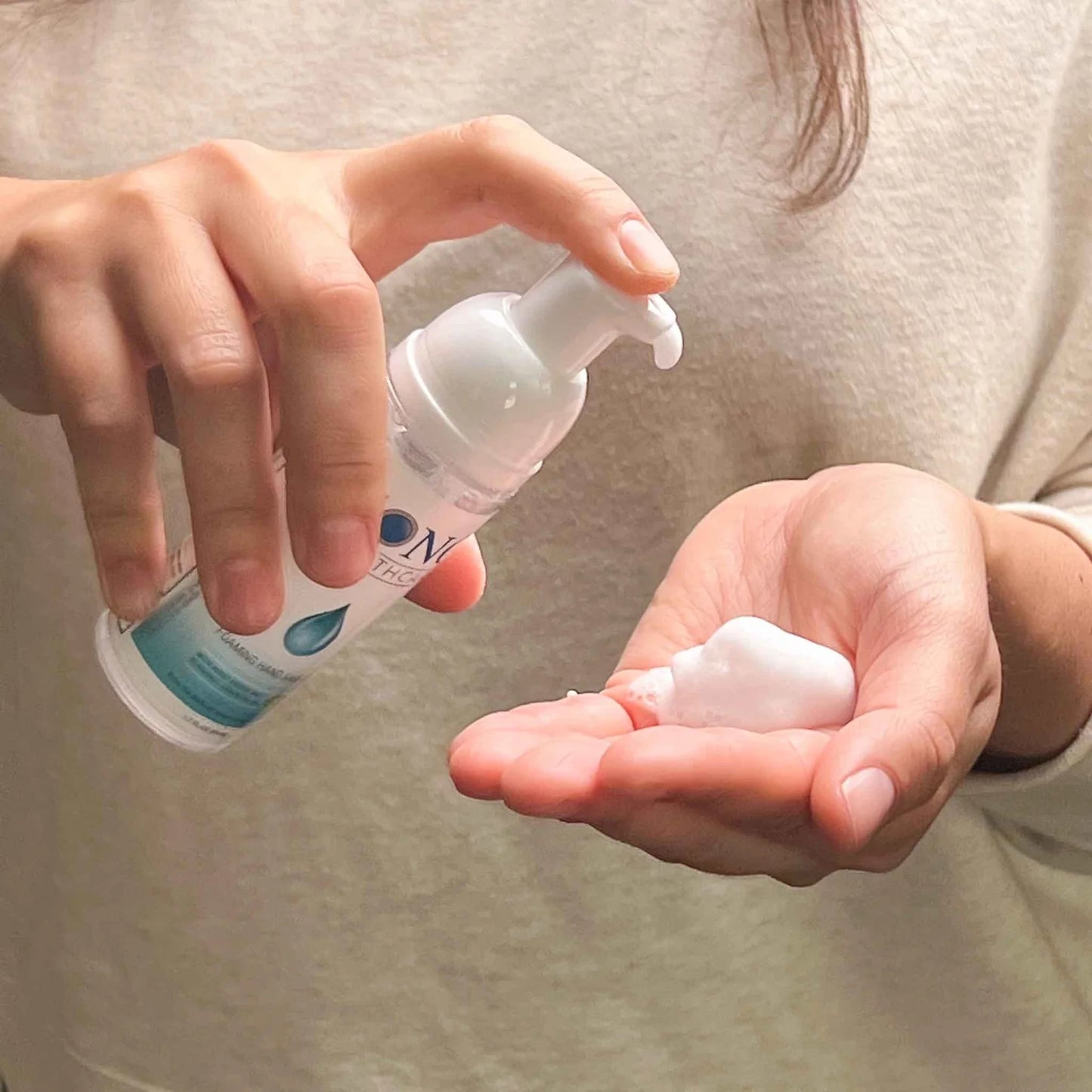 SONO Foaming Hand Sanitizer Used On Hand
