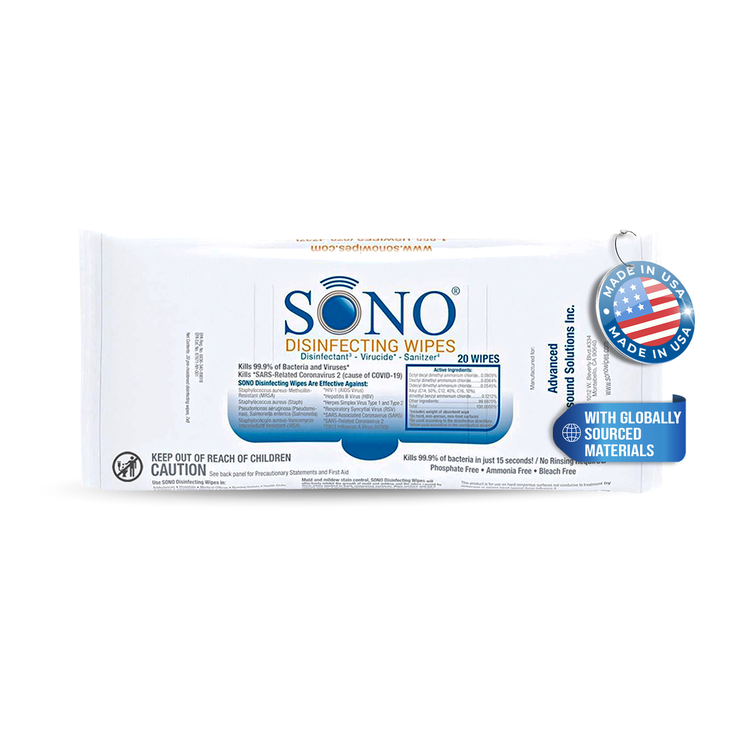 SONO Disinfecting Travel Wipes