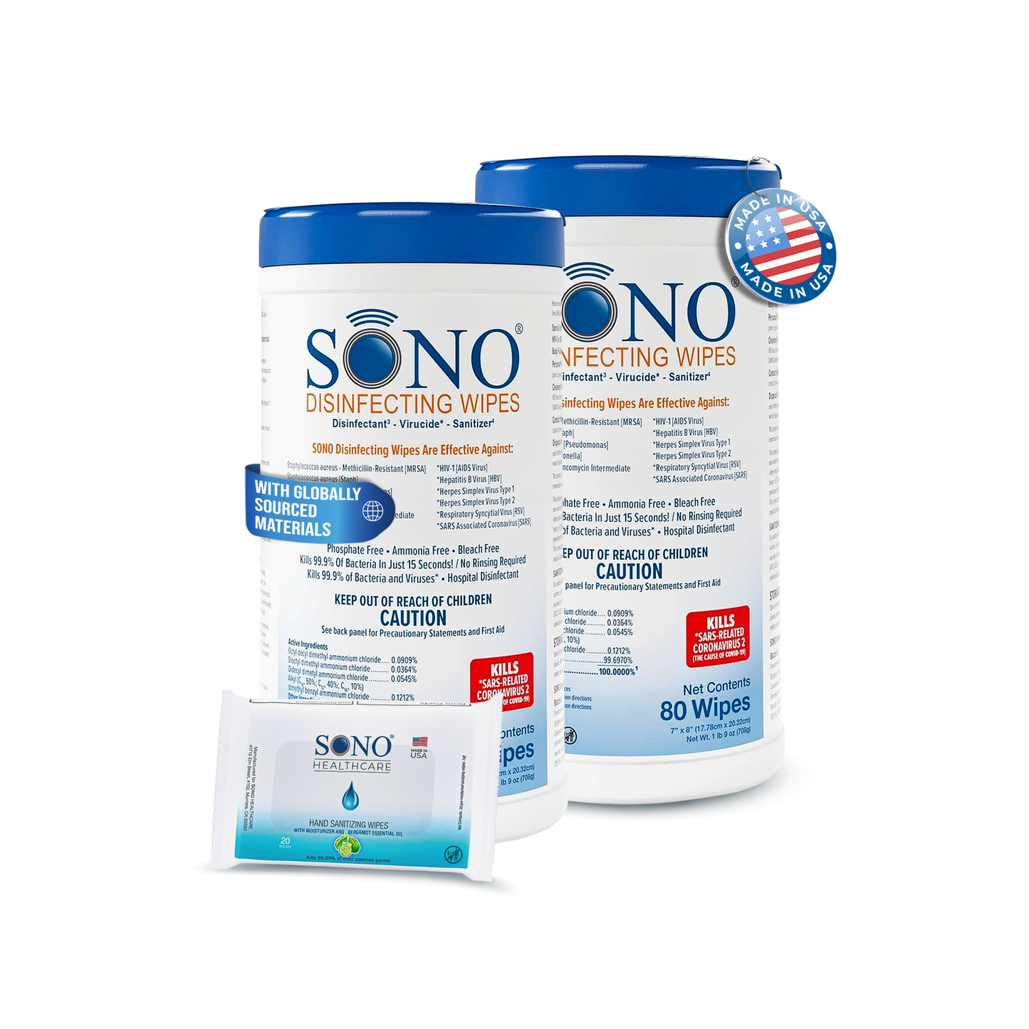 Disinfecting & Hand Sanitizing Wipes Bundle | Family Pack - SONO Wipes