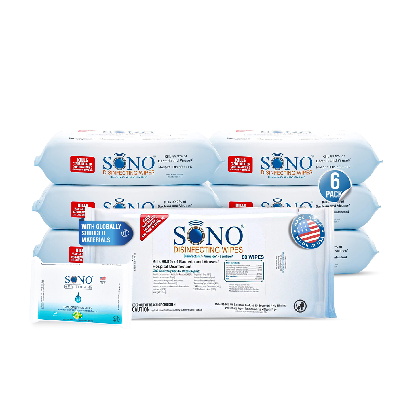 Bulk Buy: SONO Disinfecting Wipes 6-Pack - SONO Wipes